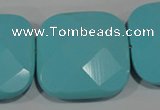 CTU1300 15.5 inches 30*30mm faceted square synthetic turquoise beads