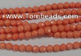 CTU1321 15.5 inches 4mm faceted round synthetic turquoise beads