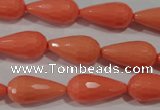 CTU1352 15.5 inches 10*20mm faceted teardrop synthetic turquoise beads