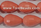 CTU1356 15.5 inches 15*25mm faceted teardrop synthetic turquoise beads
