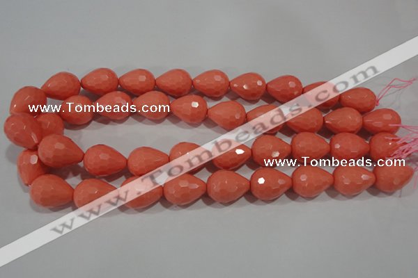 CTU1362 15.5 inches 13*18mm faceted teardrop synthetic turquoise beads