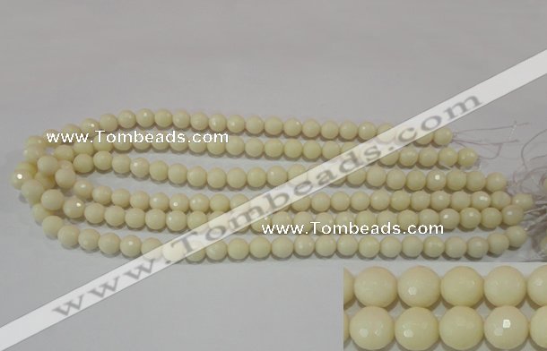 CTU1443 15.5 inches 8mm faceted round synthetic turquoise beads