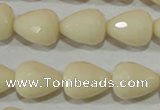 CTU1454 15.5 inches 13*18mm faceted teardrop synthetic turquoise beads