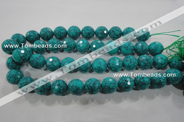 CTU1688 15.5 inches 18mm faceted round synthetic turquoise beads