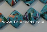 CTU2035 15.5 inches 15*15mm diamond synthetic turquoise beads