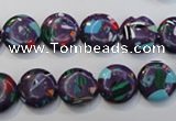 CTU2120 15.5 inches 8mm flat round synthetic turquoise beads