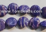 CTU2273 15.5 inches 14mm flat round synthetic turquoise beads