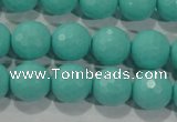 CTU2783 15.5 inches 10mm faceted round synthetic turquoise beads