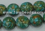 CTU614 15.5 inches 16mm flat round synthetic turquoise beads wholesale