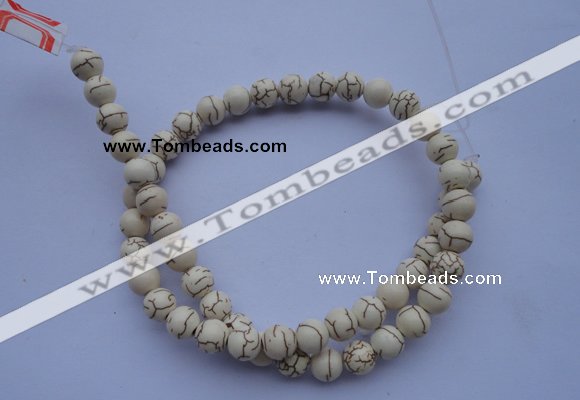 CTU68 15.5 inches 6mm round white turquoise strand beads Wholesale