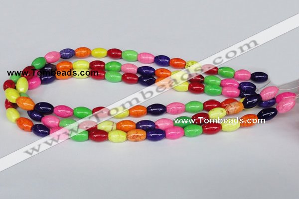 CTU708 15.5 inches 9*13mm rice dyed turquoise beads wholesale