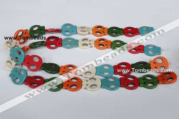 CTU736 15.5 inches 20*22mm skull dyed turquoise beads wholesale