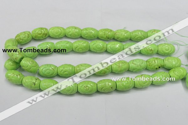 CTU891 15.5 inches 14*20mm carved rice dyed turquoise beads