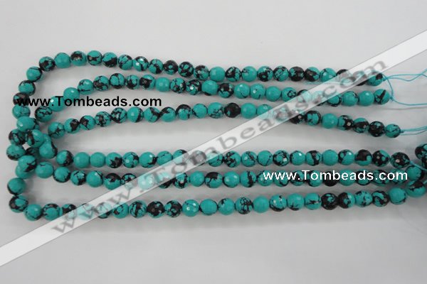 CTU932 15.5 inches 8mm faceted round synthetic turquoise beads