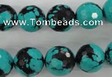 CTU935 15.5 inches 14mm faceted round synthetic turquoise beads