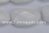CTW507 15.5 inches 20*30mm faceted & twisted white porcelain beads