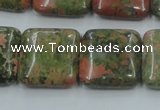 CUG60 16 inches 20*20mm square natural unakite gemstone beads wholesale