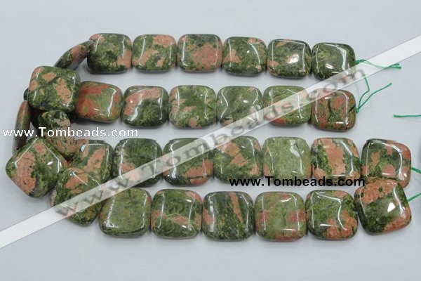 CUG61 16 inches 25*25mm square natural unakite gemstone beads wholesale