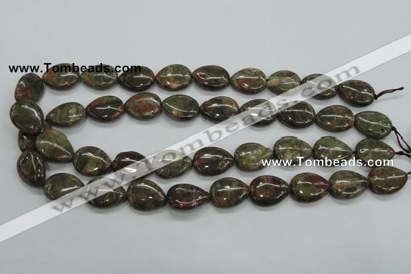 CUJ04 15.5 inches 15*20mm flat teardrop autumn jasper gemstone beads
