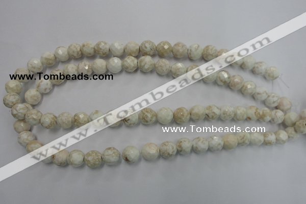 CWB303 15.5 inches 10mm faceted round howlite turquoise beads