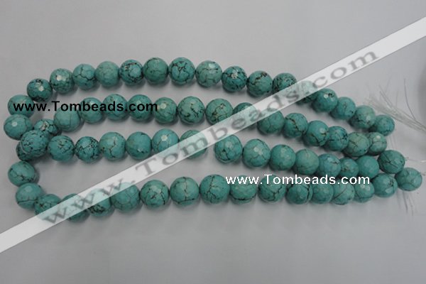 CWB424 15.5 inches 12mm faceted round howlite turquoise beads