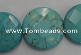 CWB528 15.5 inches 25mm faceted oval howlite turquoise beads