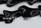 CWG01 15.5 inches 18*25mm wavy freeform black agate gemstone beads