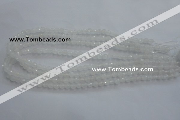 CWH02 15.5 inches 6mm faceted round white jade beads wholesale