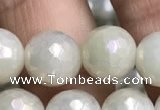 CWH72 15.5 inches 10mm faceted round AB-color white jade beads