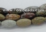 CWJ16 15.5 inches 8*16mm rice wood jasper gemstone beads wholesale