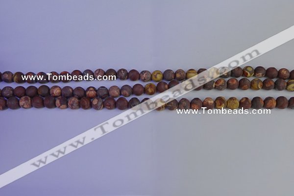 CWJ420 15.5 inches 4mm round matte wood eye jasper beads