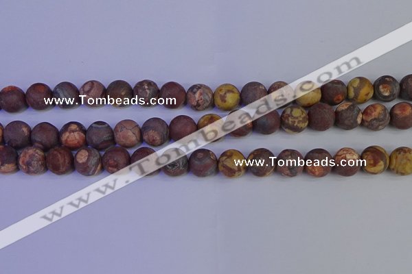 CWJ424 15.5 inches 12mm round matte wood eye jasper beads