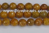 CWJ468 15.5 inches 4mm faceted round yellow petrified wood jasper beads