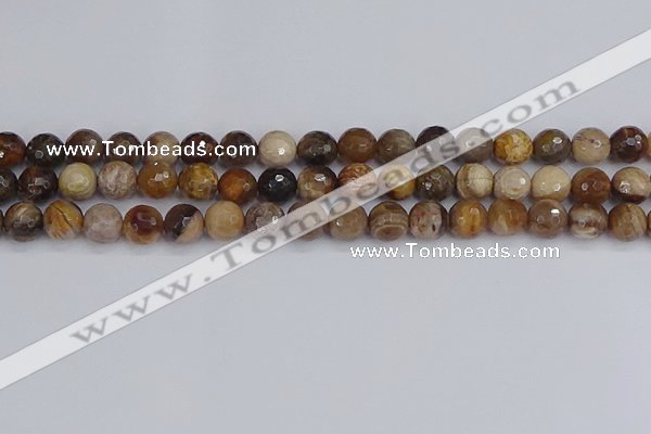CWJ477 15.5 inches 8mm faceted round wood jasper gemstone beads