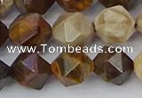 CWJ486 15.5 inches 12mm faceted nuggets wood jasper beads