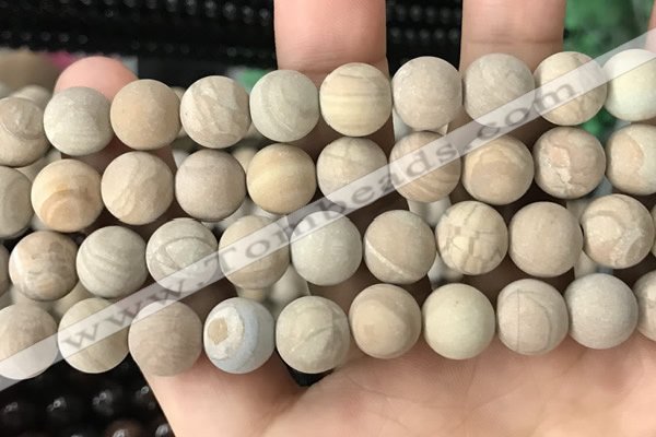 CWJ525 15.5 inches 14mm round matte wooden jasper beads wholesale