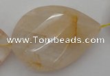 CYC208 15.5 inches 23*45mm twisted & faceted teardrop yellow quartz beads