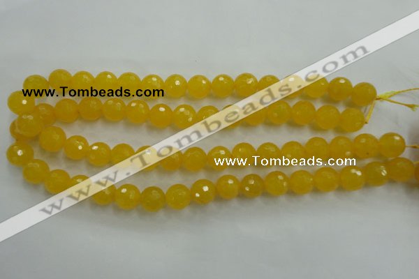 CYJ204 15.5 inches 12mm faceted round yellow jade beads wholesale