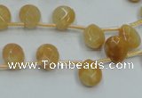 CYJ58 15.5 inches 10*12mm briolette yellow jade gemstone beads