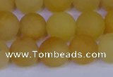CYJ604 15.5 inches 12mm round matte yellow jade beads wholesale
