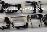CZJ453 15.5 inches 15*20mm rectangle donut black & white zebra jasper beads