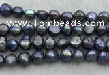 FWP257 15 inches 11mm - 12mm baroque black freshwater pearl strands