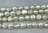 FWP302 15 inches 11mm - 12mm baroque white freshwater pearl strands