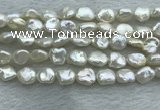 FWP352 15 inches 6mm - 7mm baroque white freshwater pearl strands