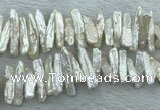 FWP418 15 inches 6*25mm - 8*22mm biwa freshwater pearl beads