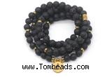 GMN7036 8mm black lava 108 mala beads wrap bracelet necklace