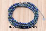 GMN7216 4mm faceted round tiny chrysocolla beaded necklace jewelry