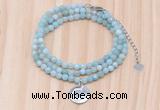 GMN7413 4mm faceted round tiny amazonite beaded necklace with constellation charm