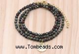 GMN7438 4mm faceted round tiny dragon blood jasper beaded necklace with constellation charm