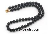 GMN7620 18 - 36 inches 8mm, 10mm matte black onyx beaded necklaces